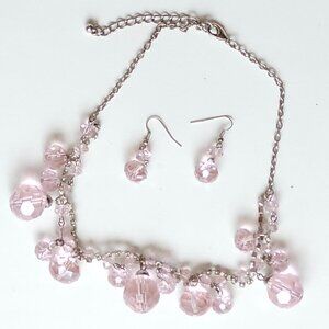 PRETTY BAUBLE PINK BLUSH Necklace and Earrings Set Vintage